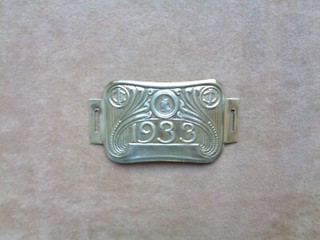 ANNÉE 1933 PLAQUE FISCALE DE VÉLO EN LAITON