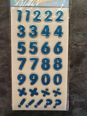 1x Bogen Blau Glitzer Wiederverwendbar Puffy 3D Zahlen Numerisch Aufkleber Zum Basteln