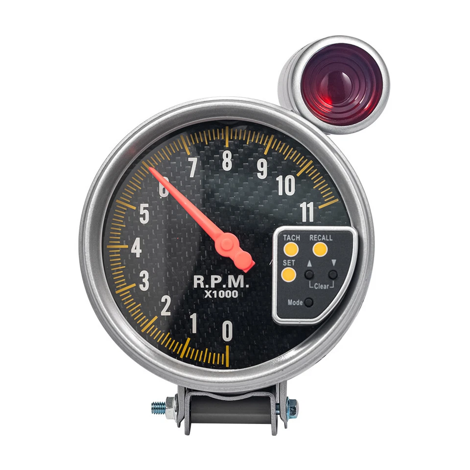  5 Inch Carbon Style Face Tachometer Tach Gauge With Shift Light 11K Rpm - Image 4 of 4