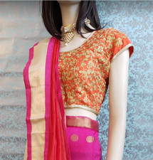      Pink Blouse with Gold design- One of a Kind