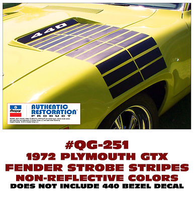 QG-251 1972 PLYMOUTH GTX -  HOOD TO FENDER STROBE STRIPES