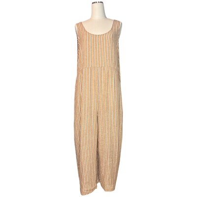 PATAGONIA Garden Island Jumpsuit Sz L Hemp Cropped Wide Leg Striped Gorpcore NWT