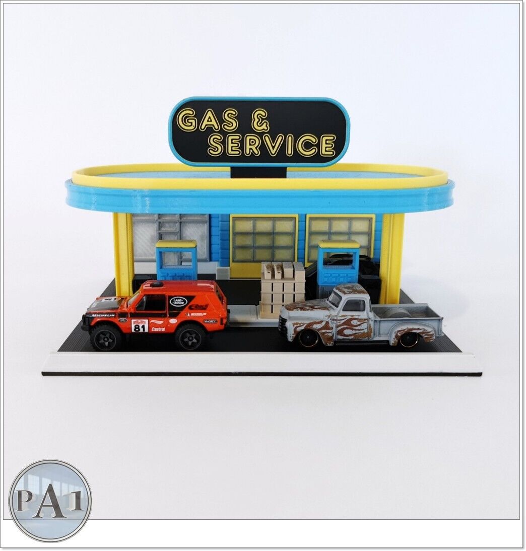 Grey 1/64 Scale Gast Station KIT Compatible with Hot wheels and Matchbox Cars