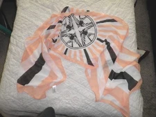 Baralino Lalique Scarf in peach, white and black.