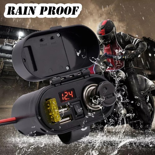 4 in 1 Motorcycle Cigarette lighter USB Charger Waterproof digital display clock - Picture 4 of 14