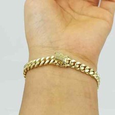 Solid 14k Yellow Gold Plated 6mm Link 8" Men/ Women Bracelet Miami Cuban Link