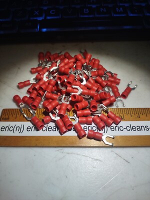 Hoffman Solderless 3176 Flanged SpadeTerminals #8 stud 22-18 AWG Wire Quan 100