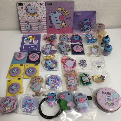 BTS BT21 Goods lot Keychain Acrylic stand Tin badge MANG J-HOPE ball chain