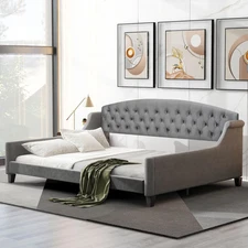 Modern Luxury Tufted Button Full Gray Daybed