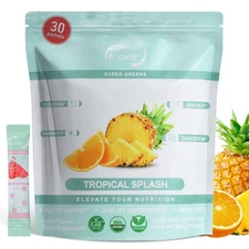 Super GREEN Powder Bloating Relief Gut Health Skin Care Tropical Splash 30 packs