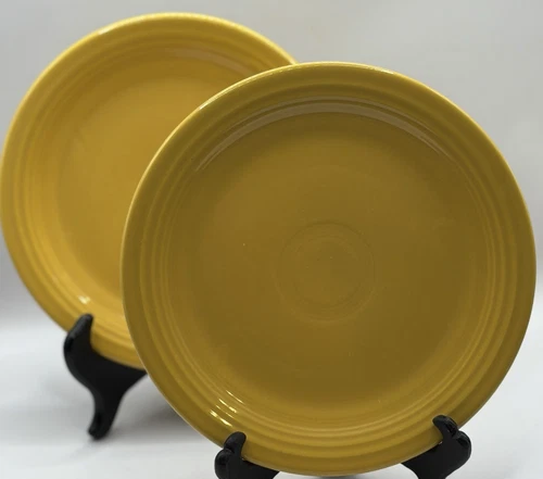 Set of 2 Old Vintage 1936 Yellow Fiesta Salad Plates HOMER LAUGHLIN FIESTAWARE