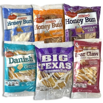 Cloverhill Bakery 6 Flavor Variety | Big Texas Cinnamon Roll, Cherry Cheese Bear