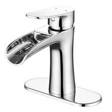 Chrome Bathroom Faucets Single Handle Waterfall Sink Faucet One Hole or Three Ho