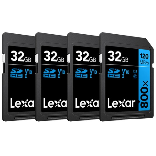 Lexar 32GB High-Performance 800x UHS-I SDHC Memory Card BLUE Series - (4-Pack) - Picture 2 of 7