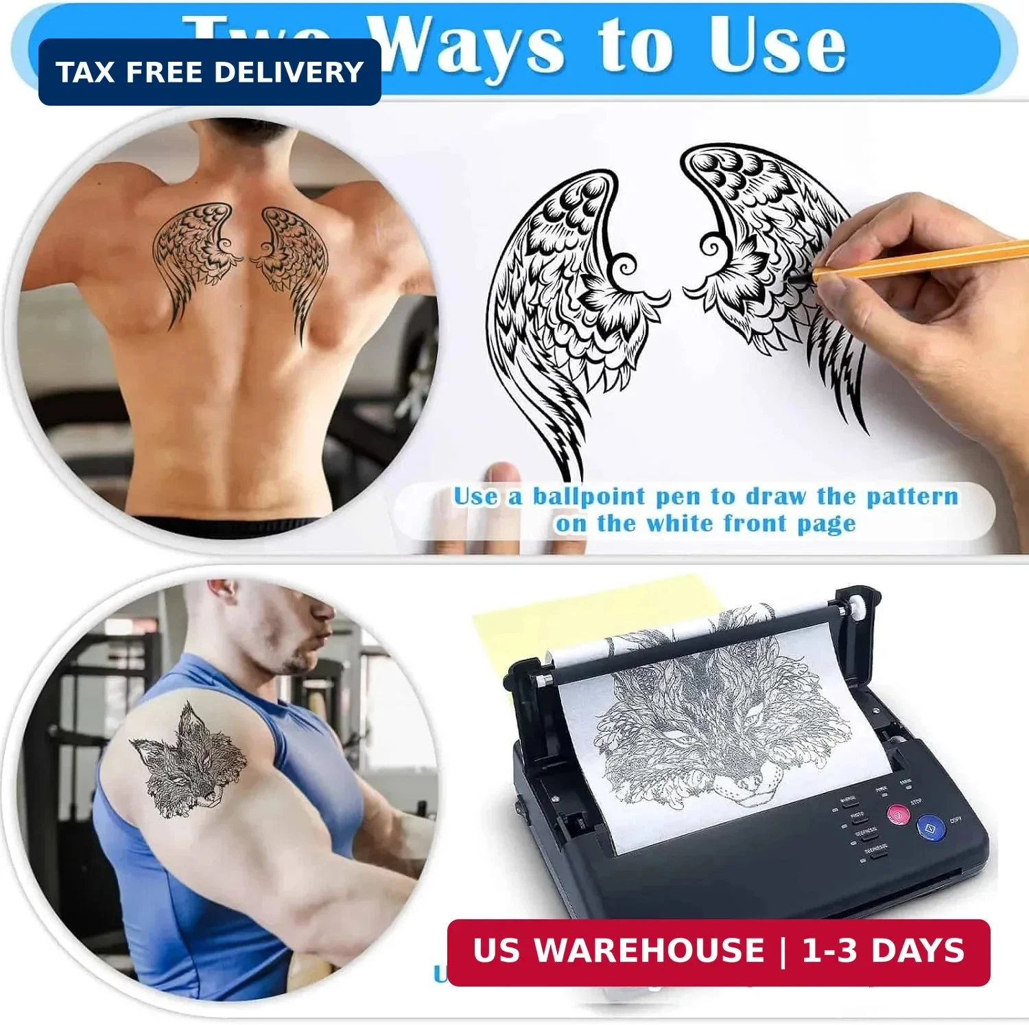 50 Sheets Tattoo Transfer Paper, Cridoz Tattoo Stencil Paper for Tattooing, Tran image 3