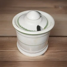 VTG Grindley Hotel Ware England Mustard Jar Green & White