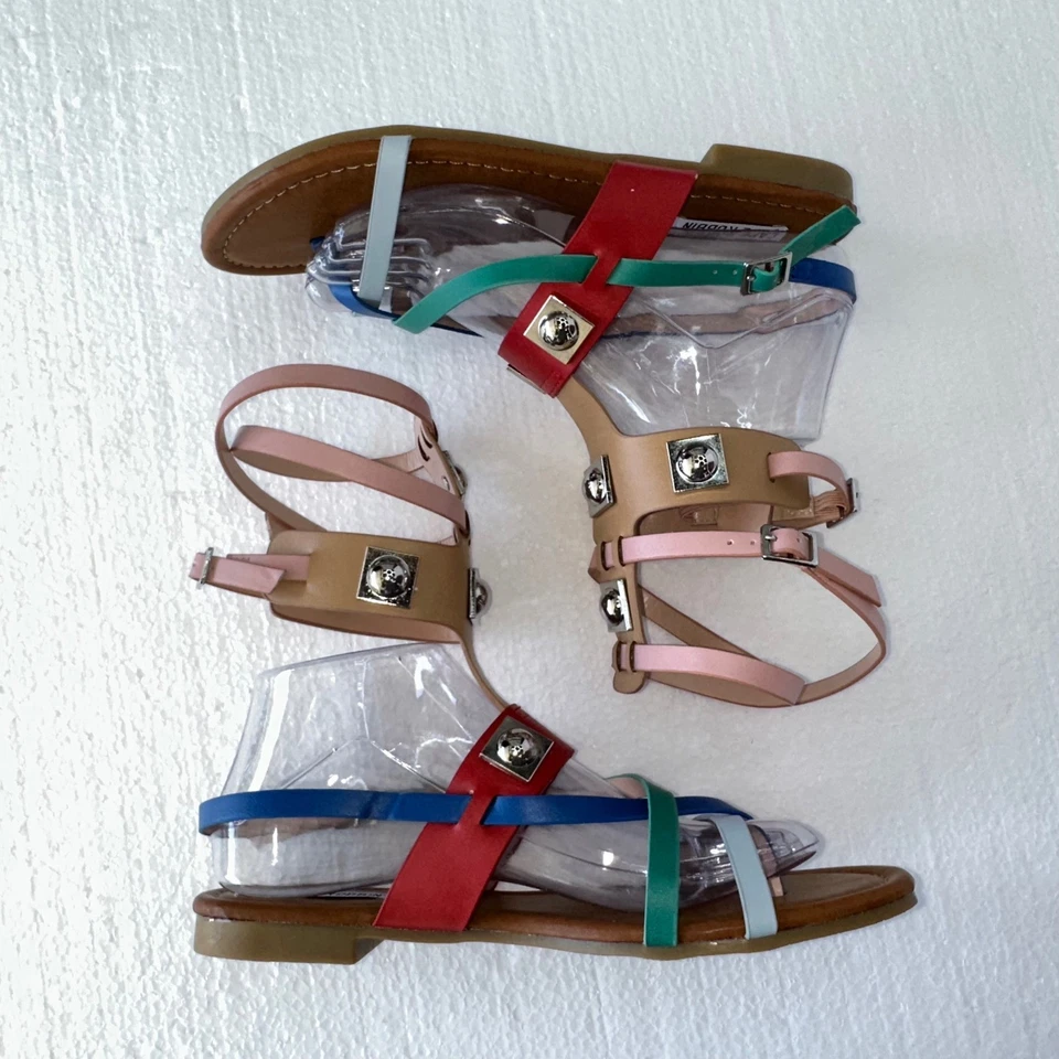 Cape Robbin Gladiator Sandals Studded Strappy Red Blue Green Size 8.5 Festival - Image 3 of 4