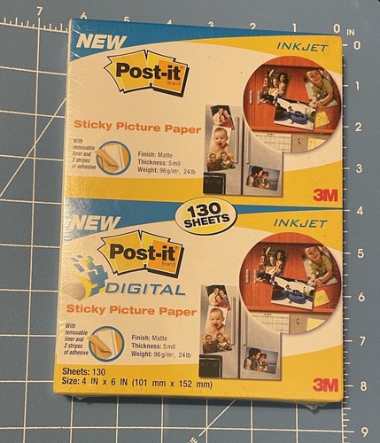 3M POST-IT Brand Sticky Picture Paper 130 MATTE Inkjet Sheets 4”x6” NOS SP46130C