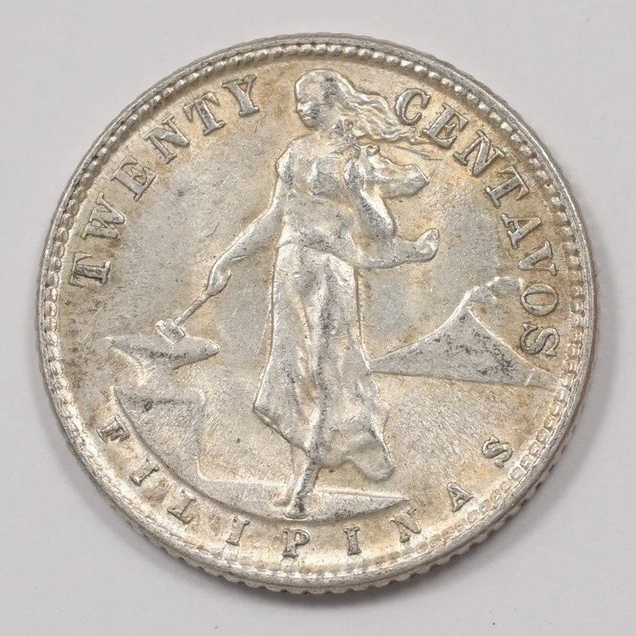 米領フィリピン　50、20センタボ銀貨　2枚　極美品　1945年　本物保証 激レア 1945年 フィリピン 20センタボ 銀貨 世界の偉大な歴史的コイン