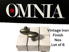 Omnia Passage Egg Oval Door Knob Vintage Iron Finish NOS Lot of 6