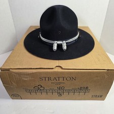 Stratton Self Forming Black Hat 7 1/4 Felt Trooper Police Deputy Ranger Sheriff