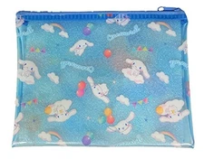 Sanrio Cinnamoroll Cosmetic Flat Vinyl Pouch Zipper Case Bag 7.3" x 5.3" (Sky)