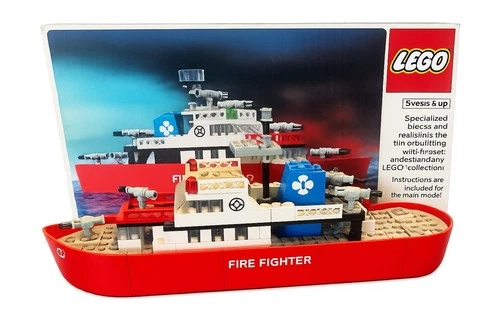 VINTAGE LEGO 775 Fire Fighter ship w/Box no Instructions Incomplete 1977 Parts