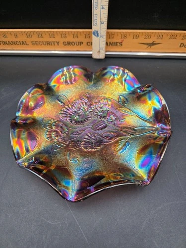 Vintage 9in Carnival Glass Dish