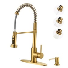 Kitchen Sink Faucet with Soap Brushed Gold Kitchen Faucet with Soap Dispenser