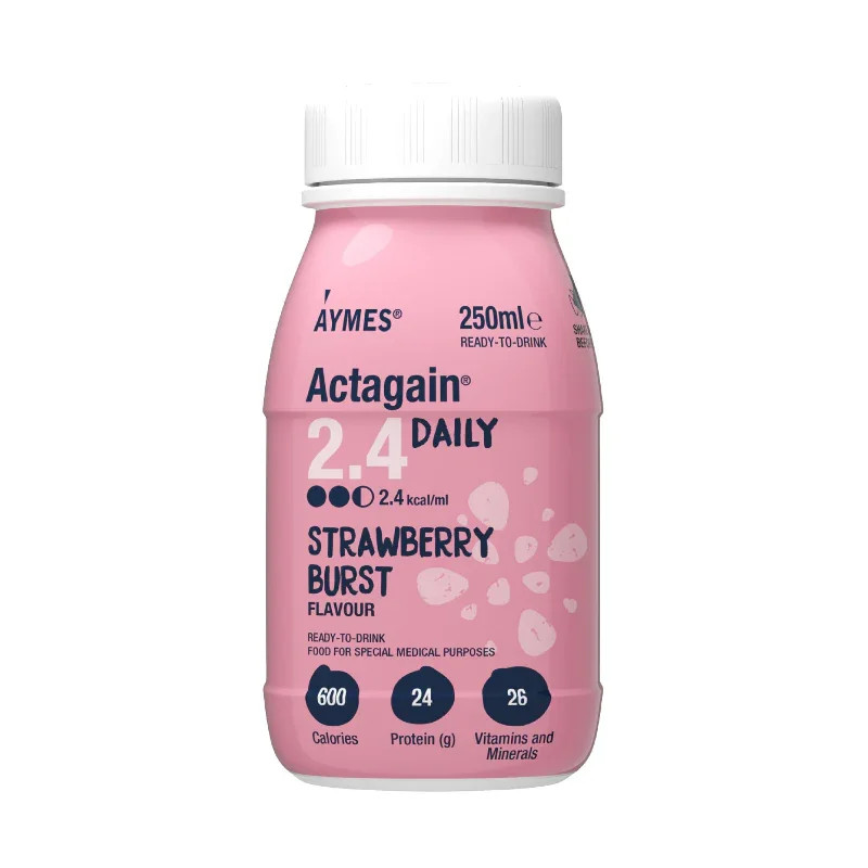 Aymes Actagain 2.4 Daily High Energy Nutritional Drink Strawberry Burst 12x250ml - Image 2