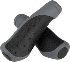 Velo Handlez Ergonomic Rubber Grips - Gray/Black, Lightweight, No Flange & Plugs
