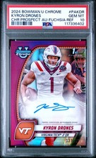 2024 BOWMAN U CHROME PROSPECT AUTO #PA-KDR KYRON DRONES FUSCHIA /150 PSA 10