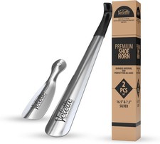 Metal Shoe Horn Long Handle for Seniors - Stainless Steel 2 Pack