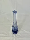 Vintage Fenton Barred Oval Swung Bud Vase Ombre Periwinkle Blue Stretch