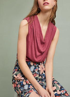 ANTHROPOLOGIE AKEMI+KIN BERRY SLEEVELESS DRAPE NECK TIBBY SOFT TOP TANK Sz XXS