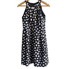 New! LOFT Factory Blue Polka Dot A-line Halter Dress Sleeveless Size 0 Pleated