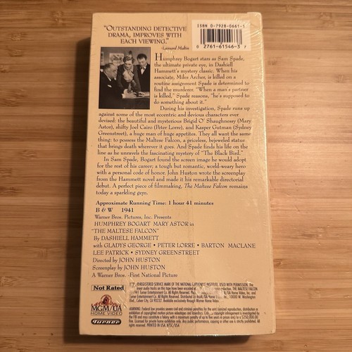 The Maltese Falcon (VHS 1992) MGM/UA Home Video — Factory Sealed - Picture 2 of 5