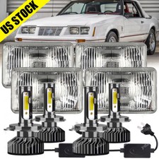 4x For Ford Mustang 1979-1986 Dot 4x6 Square Ledheadlights Hilo Beam With