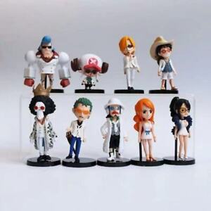 9Pcs/Set One Piece Luffy Zoro Sanji Nami Brook Japanese Anime Figures Gift TOY 