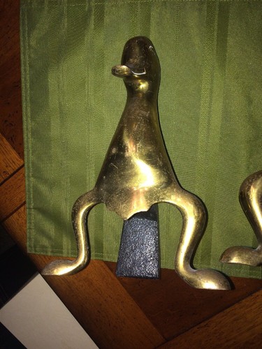 VINTAGE MASSIV MESSING BRONZE TON ENTE HALBKÖRPER BUCHSTÜTZEN BUCHSTÜTZEN TÜRSTOPPER - Bild 10 von 12
