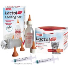 250g Beaphar Lactol Kitten Milk Bottle Teats Feeding Syringes Cat Welping Kit