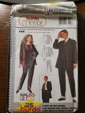 UNCUT Burda Couture Misses sz 44-54 Tailored jacket and pants set pattern 3144