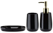Black ceramic bathroom set decor liquid soap dispenser plate toothbrush modern
