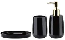 Black ceramic bathroom set decor liquid soap dispenser plate toothbrush modern