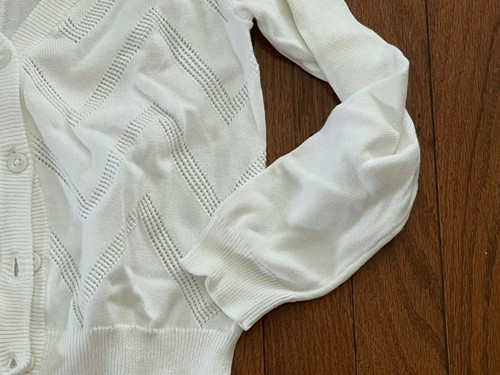 New Gymboree Easter Spring White Chevron Sweater Button Down Cardigan Small 5-6 - Picture 4 of 5