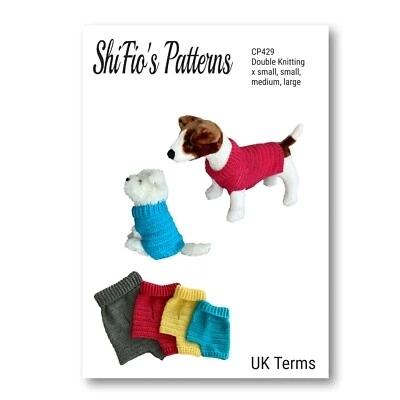 SHIFIO'S PATTERNS Crochet Pattern for dog coat, x sm, sm, med, lg, DOUBLE KNITTING UK terms CP429