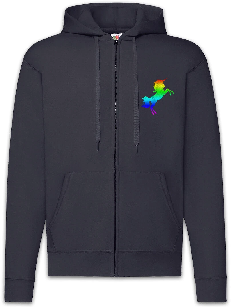 Rainbow Unicorn Zipper Hoodie Toon Cartoon Look Fun Techno Rave Raver Dance