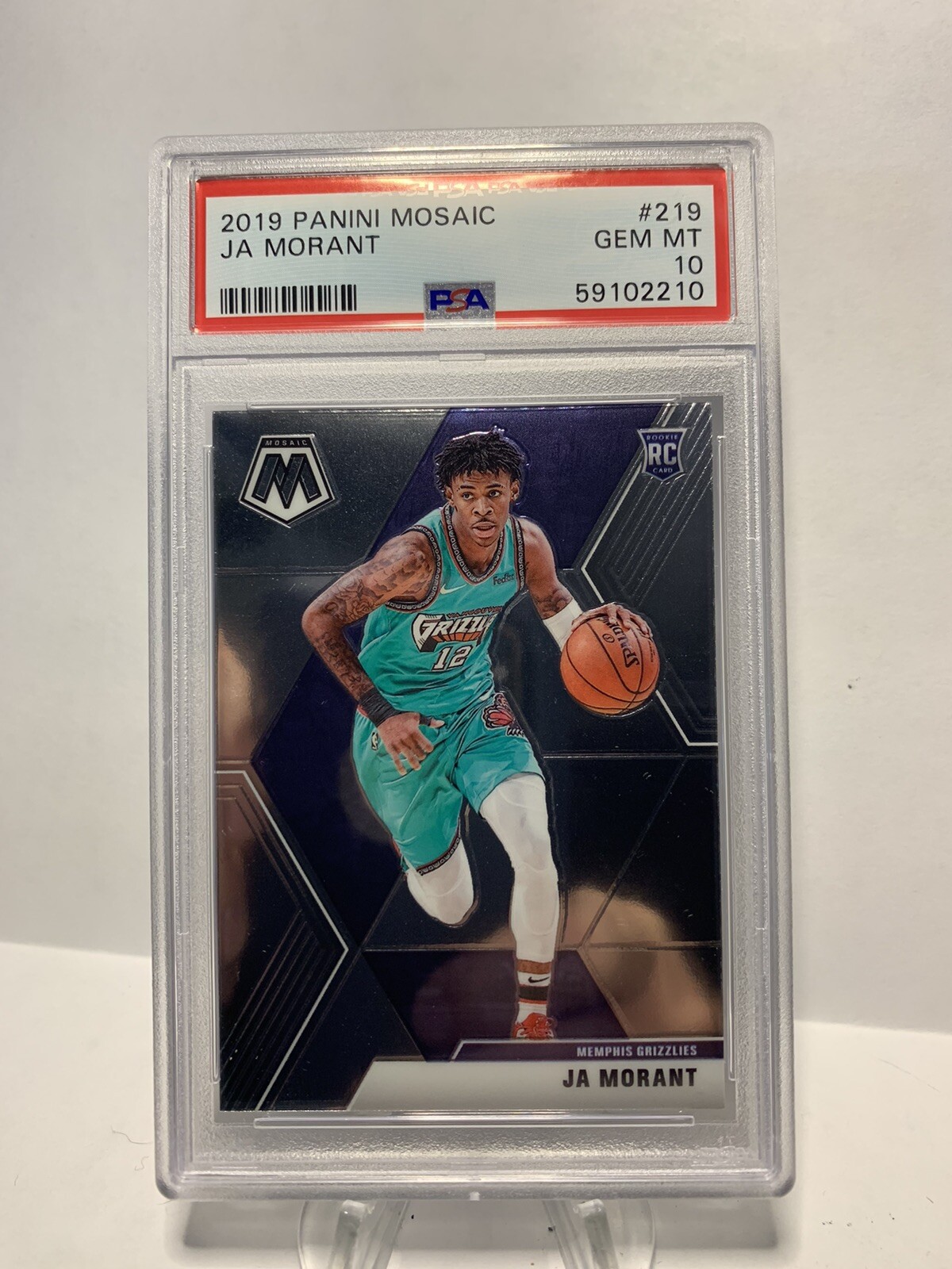 2019-20 Panini Mosaic #219 Ja Morant Memphis Grizzlies RC Rookie PSA 10 GEM MINT