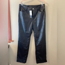 H&M Black Leather Vegan Pants 12 Emo Goth punk biker whimsygoth indie rave