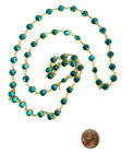 Vtg. Swarovski Emerald Green Bezel Set Austrian Crystals 35" Long Necklace